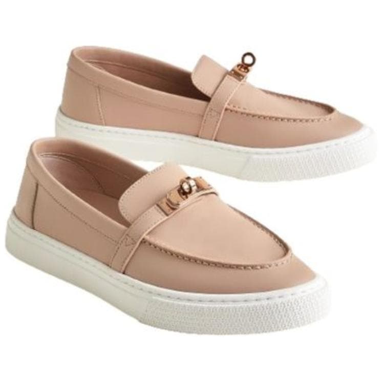 HERMES Game Loafers Women's Nude Pink 5