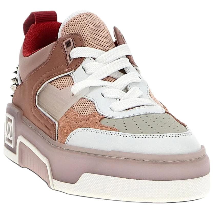 CL Astroloubi Calfskin Round Toe Lace-Up Low-Top Sneakers Women's Red 3