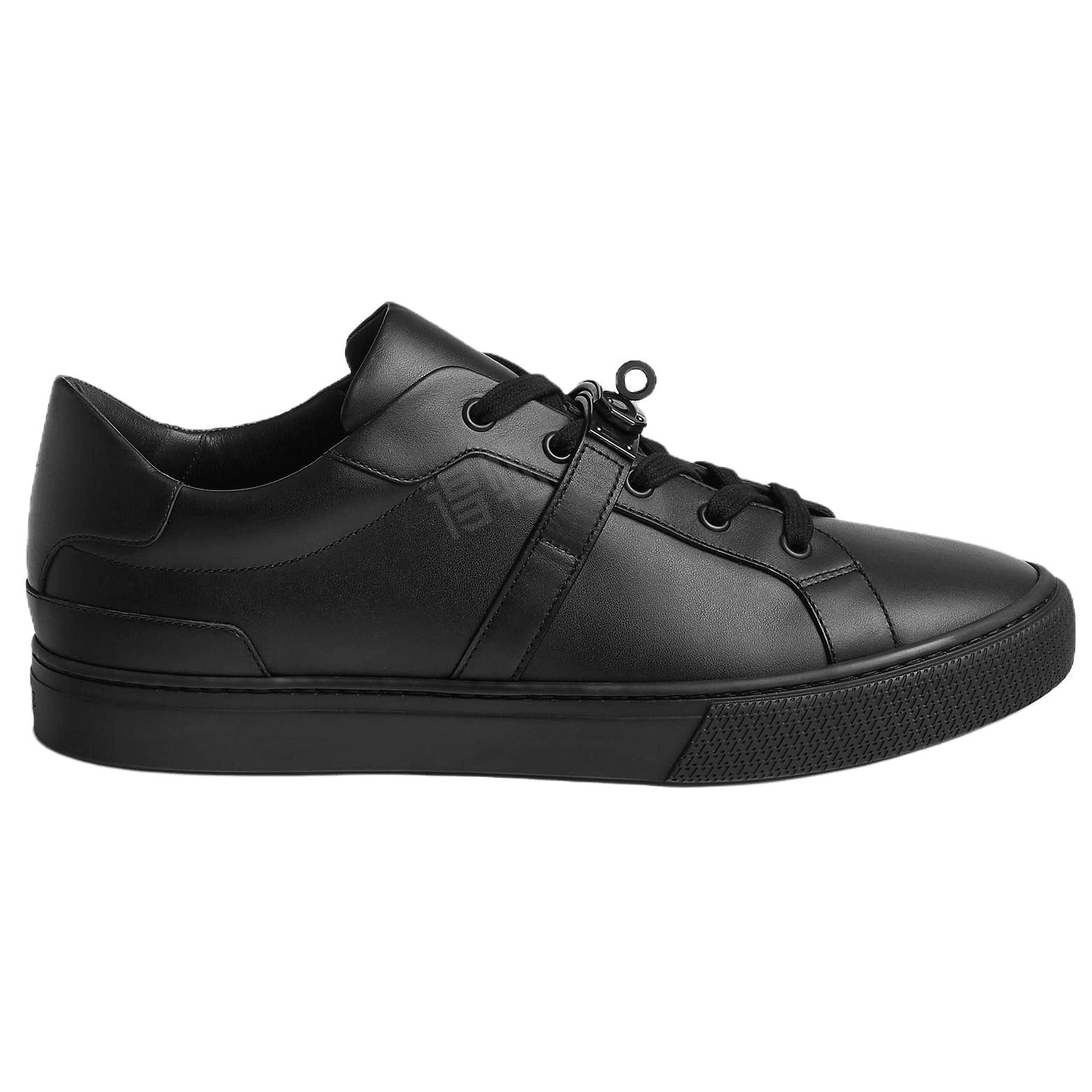 HERMES Day Calfskin Round-Toe Flat Low-Top Skate Shoes Men's Black 4