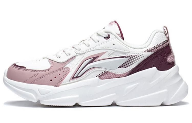 LiNing Low-Top Sports Casual Shoes Women's White Rose Red