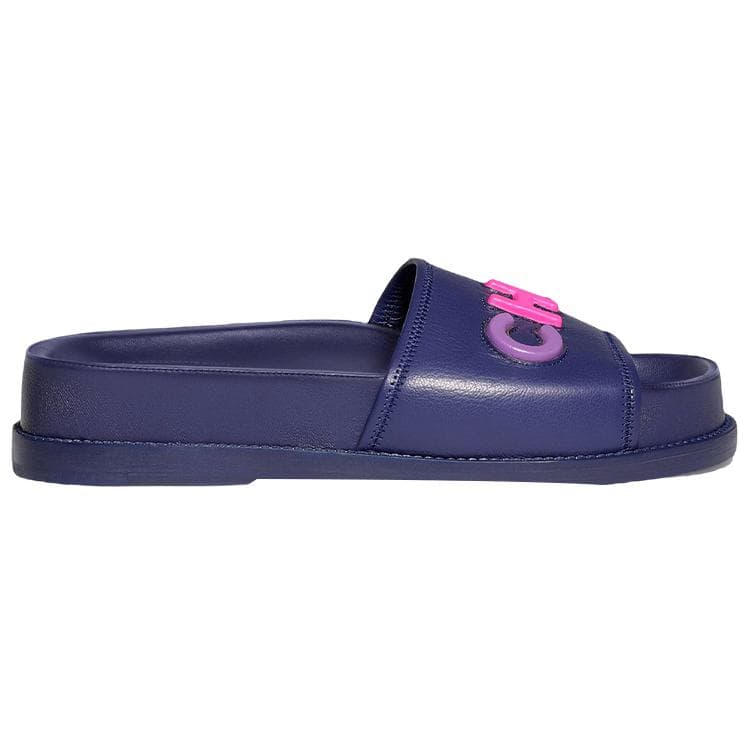 CHANEL Logo Mule Sandal Navy Leather Women's 4