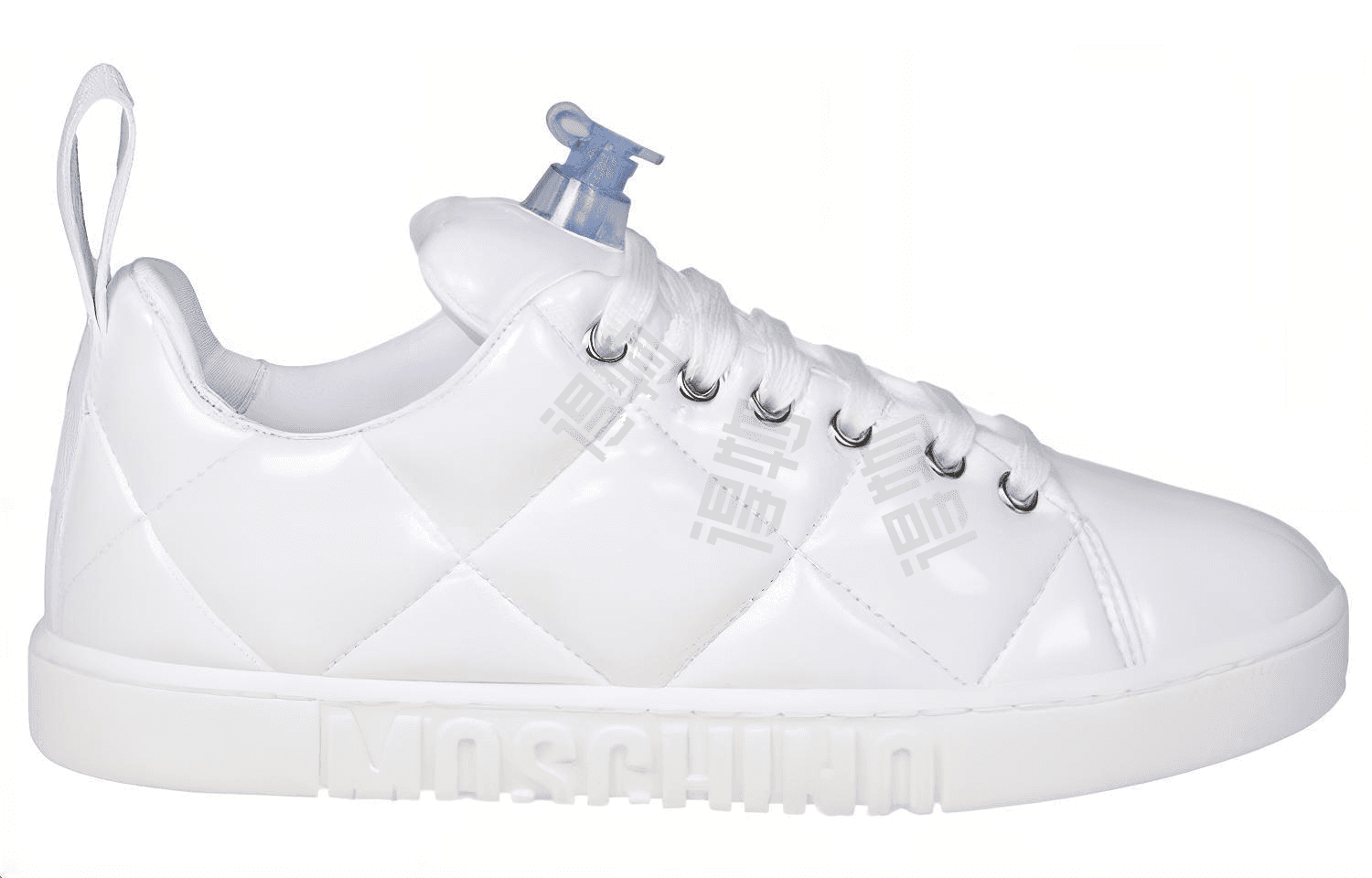 MOSCHINO Leather Low-Top Lace-Up Sneakers Women's White 3
