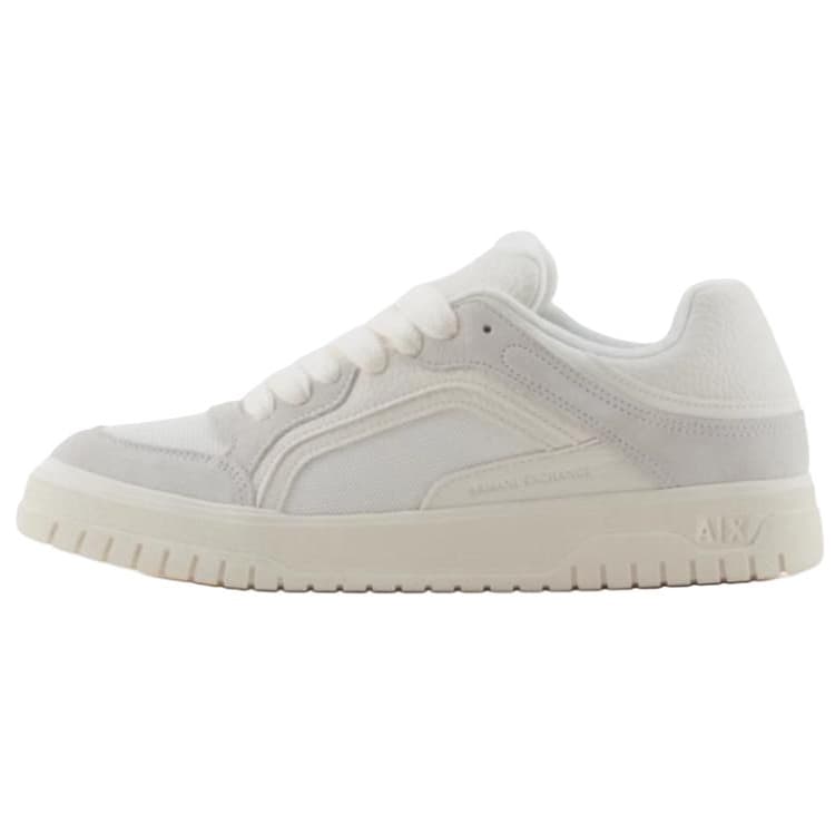 ARMANI EXCHANGE Lace-Up Flat Fashion Low-Top Sneakers Men's White