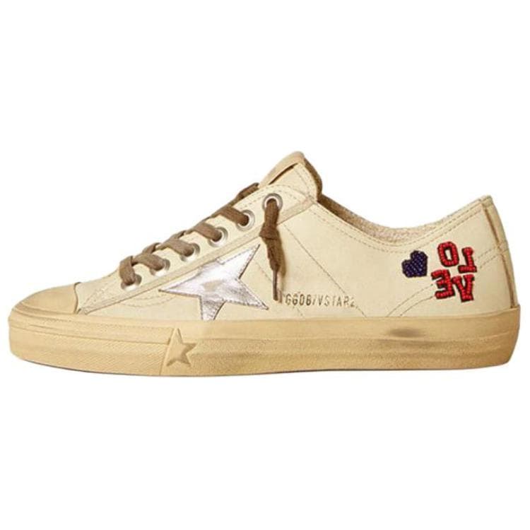 Golden Goose V-Star Lambskin Round Toe Lace-Up Low-Top Sneakers Women's Brown 2