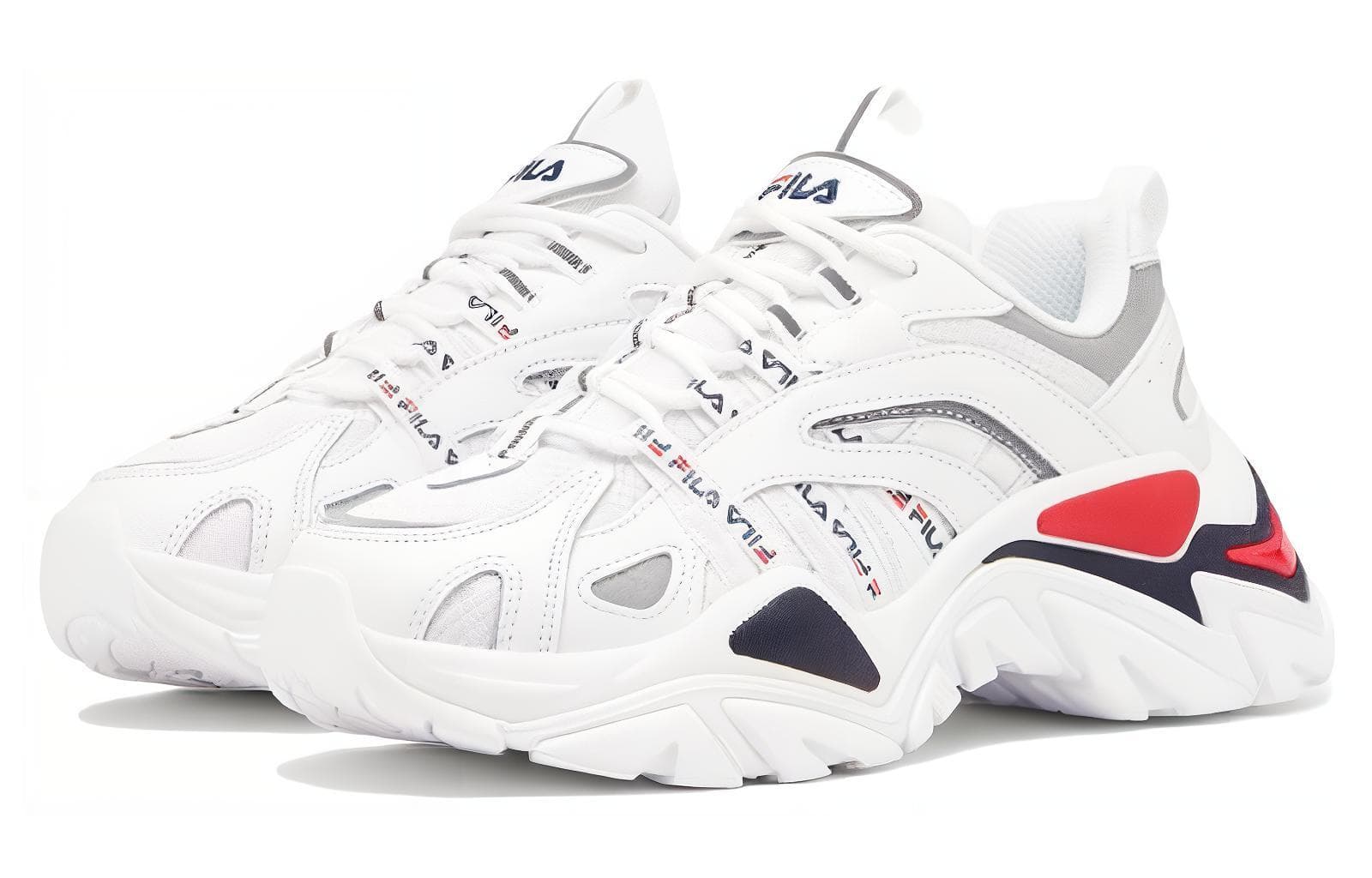 FILA Electrove Chunky Sneakers Women's Low-Top White Red Black 6