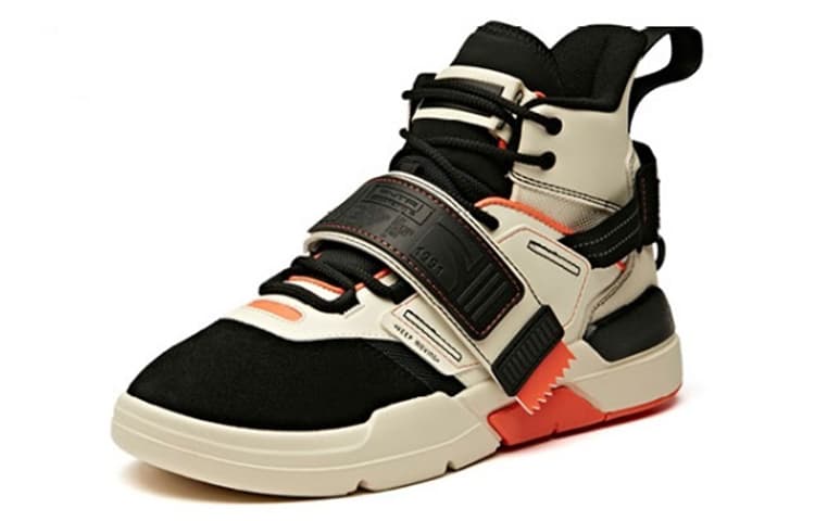Anta Life Collection Wear-Resistant Slip-Resistant High-Top Skateboard Shoes Men's Black Orange 4