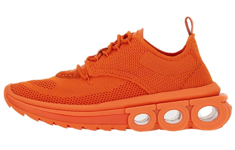 FERRAGAMO Fabric Suede Leather Low-Top Sports Casual Shoes Men's Orange 2