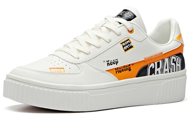 ANTA Skateboard Shoes Men Low-Top Orange White 3