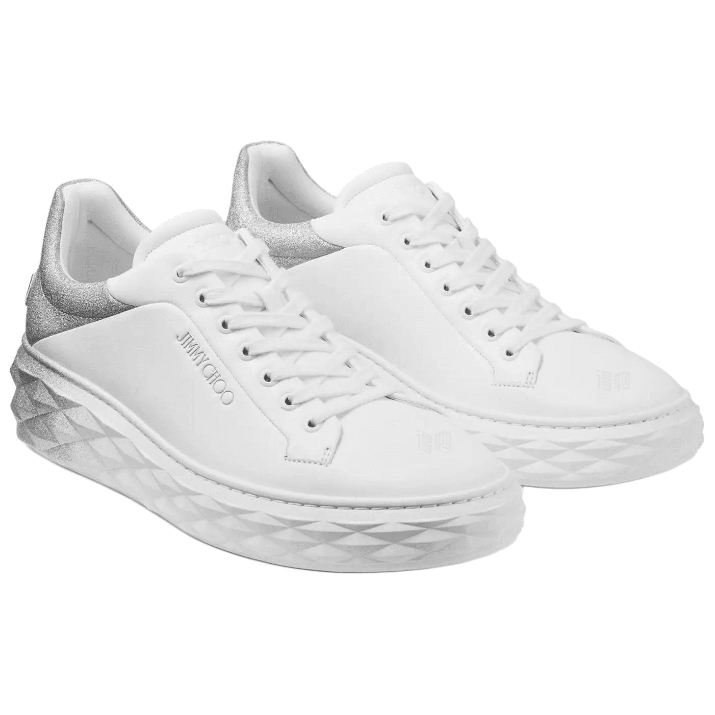 Jimmy Choo DIAMOND MAXI/M II Leather Round Toe Lace-Up Low-Top Skate Shoes Men's White 3