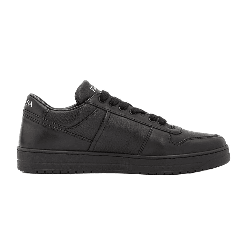 PRADA Leather Suede Logo Embellishment Round Toe Lace-Up Low-Top Skate Shoes Men's Black 4