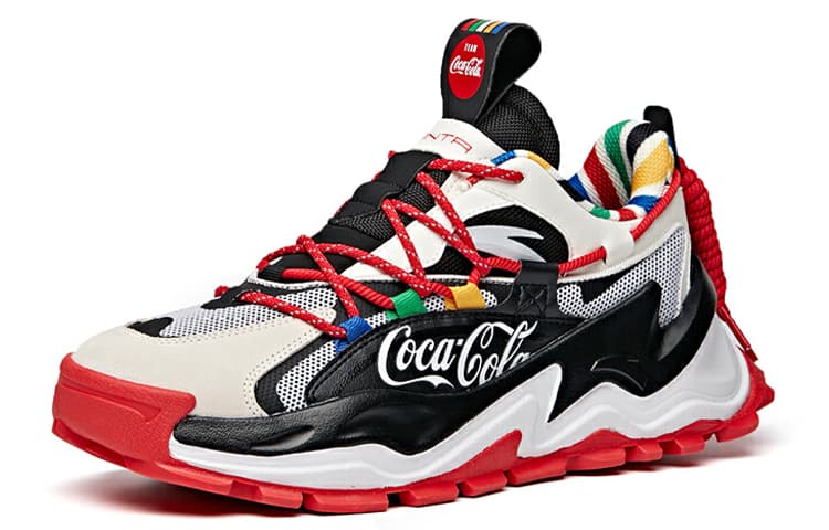 Coca-Cola x Anta Hot Cushioning Wear-Resistant Low-Top Chunky Sneakers Men's Black White Red 4