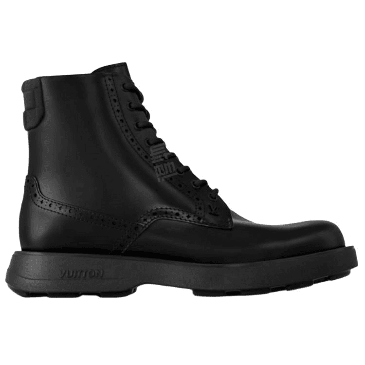 LOUIS VUITTON Bastille Cowhide Leather Round Toe Lace-Up Ankle Boots Men's Black 4