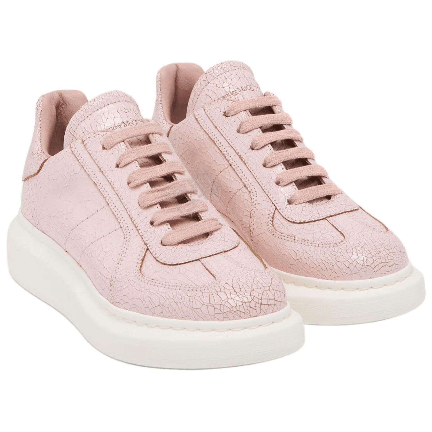 Alexander McQueen Oversized Sneaker Leather Calfskin Round Toe Lace-Up Low-Top Casual Shoes Women's Pink 6