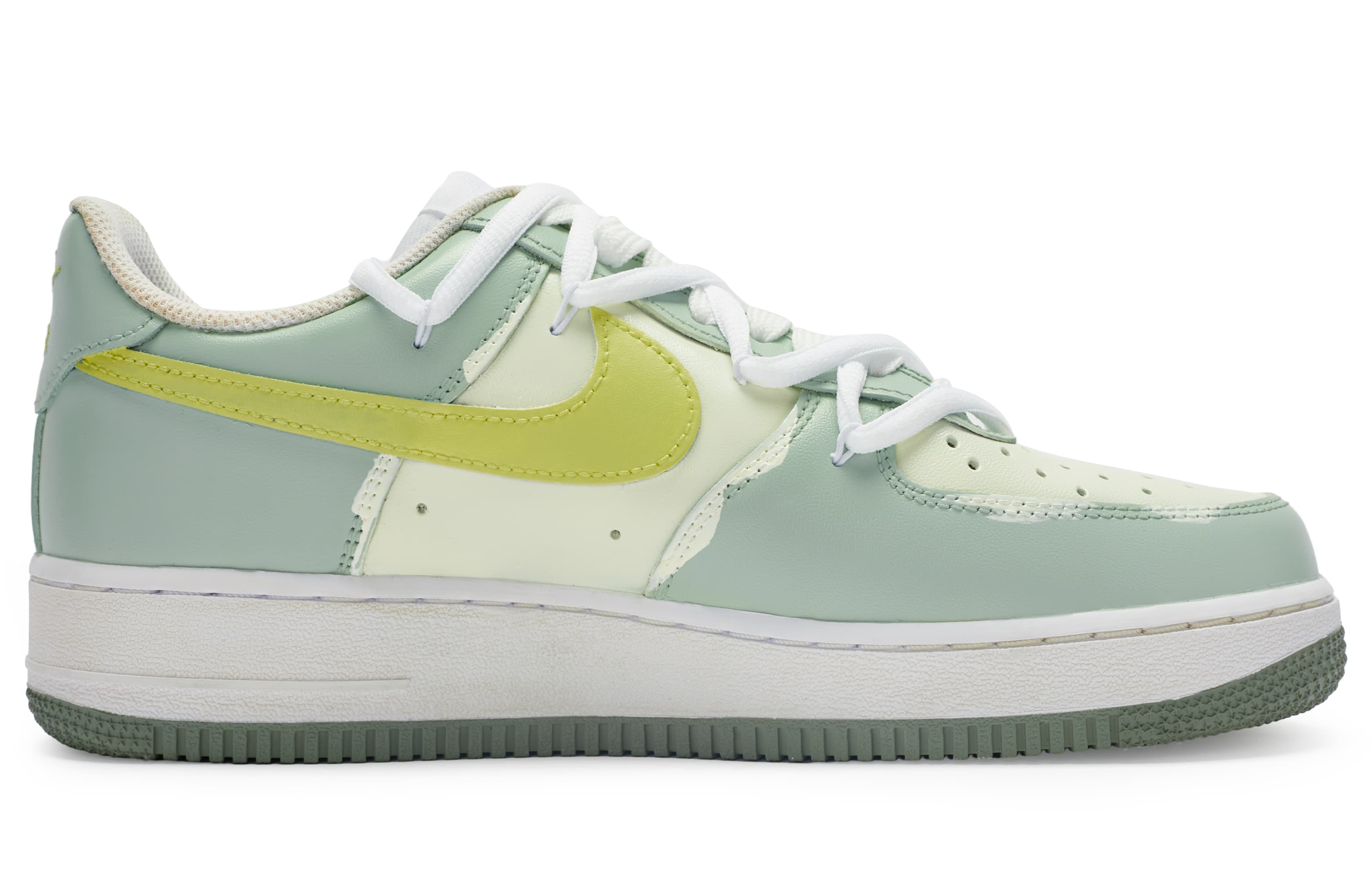 Nike Air Force 1 Low Low-Top Skateboard Shoes Men's Beige Yellow Green 3
