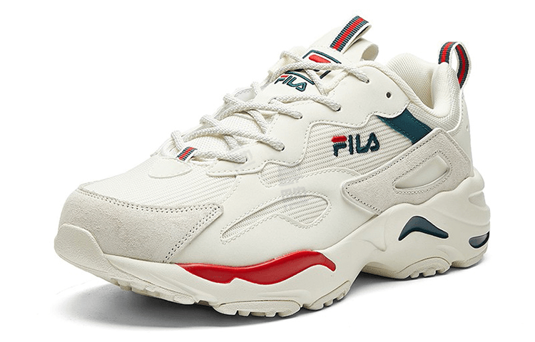FILA Tracer Shock Absorbers Slip Resistant Abrasion Resistant Low top Chunky Sneakers Men's Light White Fire Red 3
