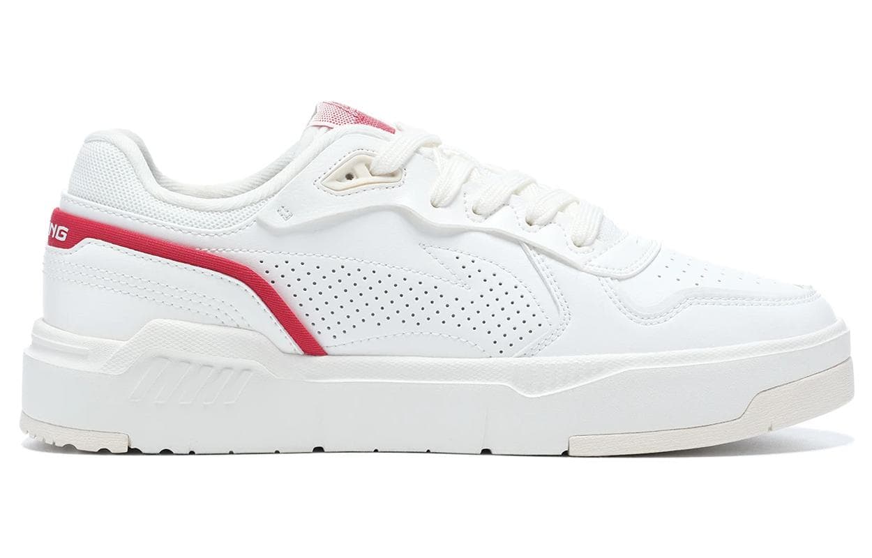 LiNing Lightweight Trendy Durable Breathable Low-Top Skateboard Shoes Women's White Red 3