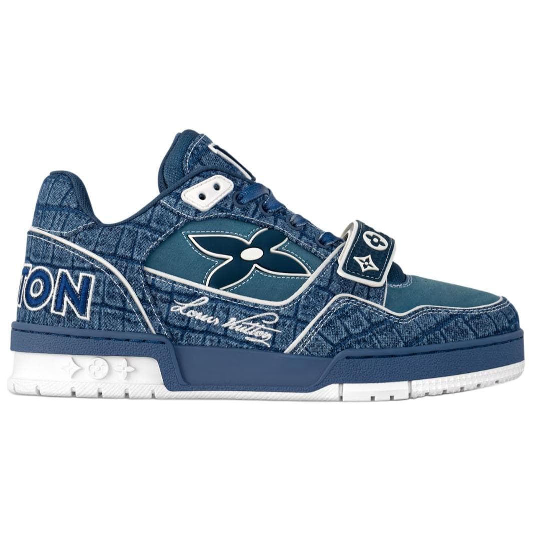 LOUIS VUITTON Trainer Low-Top Skateboard Shoes Men's Sea Blue 4