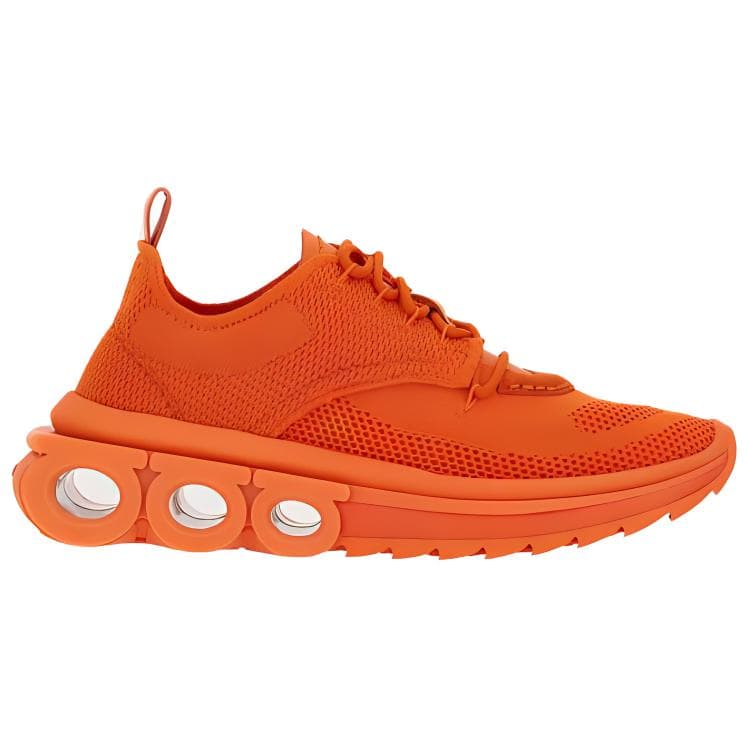FERRAGAMO Fabric Suede Leather Low-Top Sports Casual Shoes Men's Orange 4