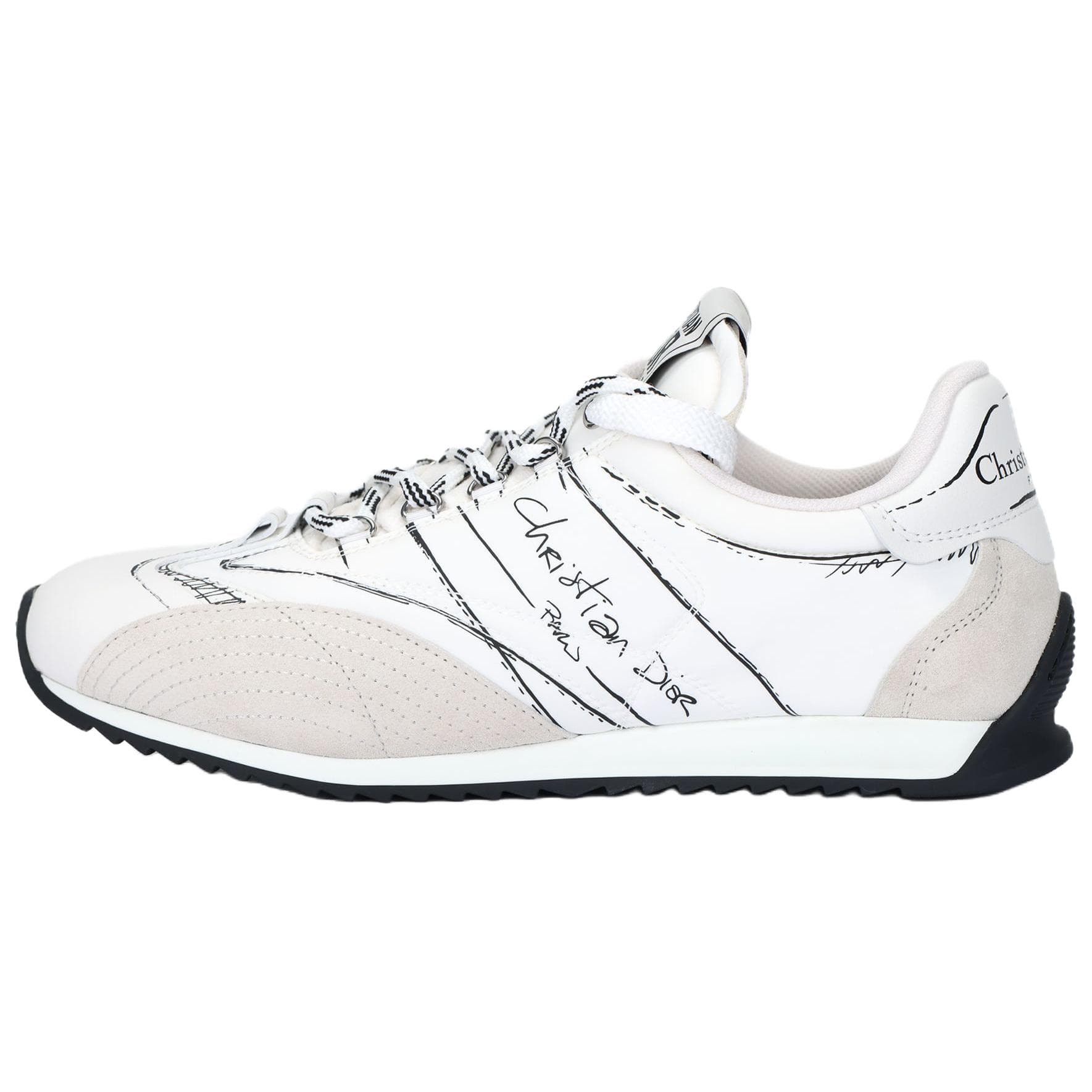 DIOR D-Sketch SS25 Ready-to-Wear Collection Nylon Calfskin Logo Plaque Round Toe Lace-Up Low-Top Casual Shoes Women's White 2