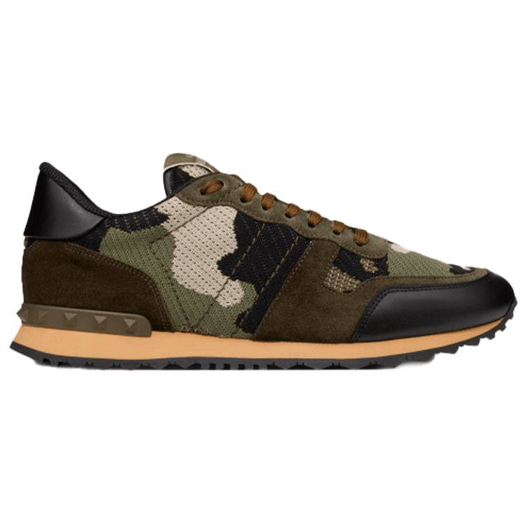 Valentino Garavani Rockrunner Mesh Fabric Camouflage Military Green Beige 5