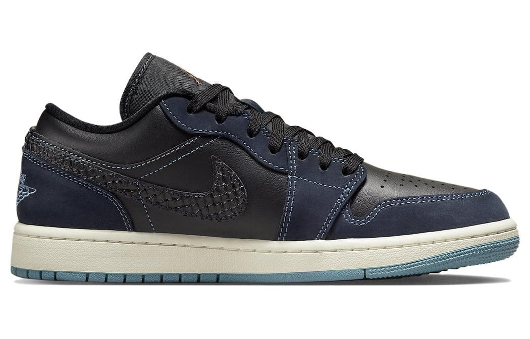 Jordan 1 Low SE Black Dark Obsidian Snakeskin Women's 4