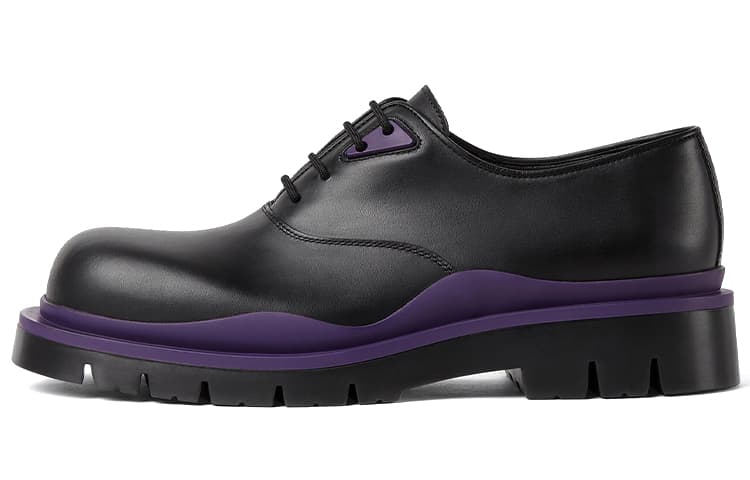 Bottega Veneta Tire Lace Up Leather Shoe Black Plum 2