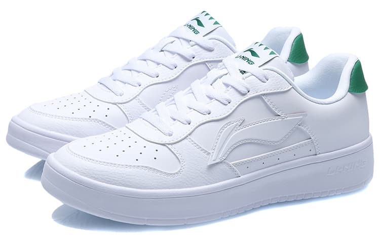 LiNing Coverage Warm Slip-Resistant Low-Top Skateboard Shoes White Green 5