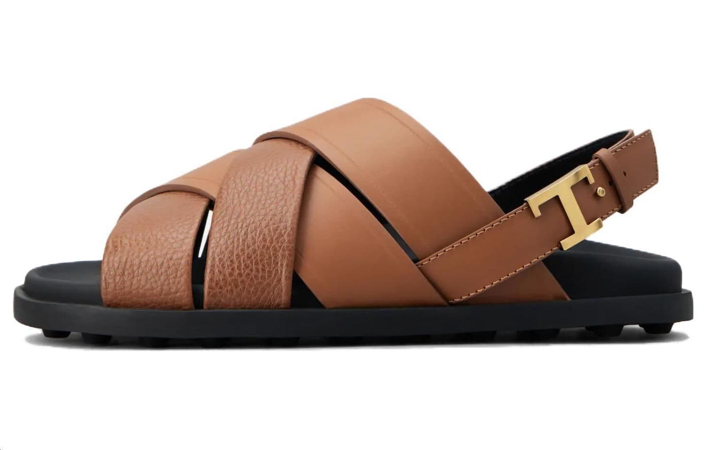 TOD'S Calfskin Comfortable Fashion Single Strap Sandals Women's Brown Black 2