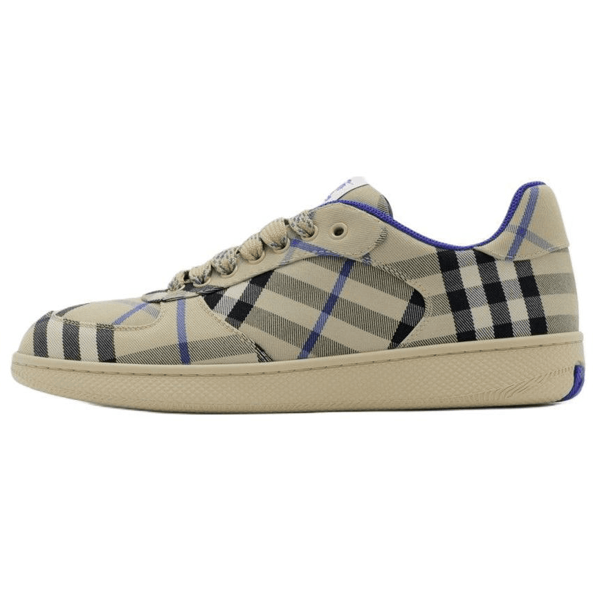 Burberry Terrace Cotton Round-Toe Lace-Up Low-Top Sneakers Women's Blue 2