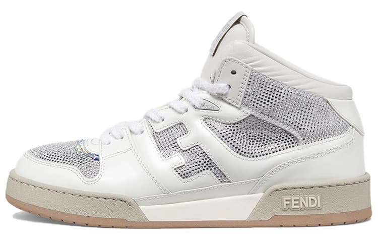 FENDI Match Skateboard Shoes Men High-Top White 2