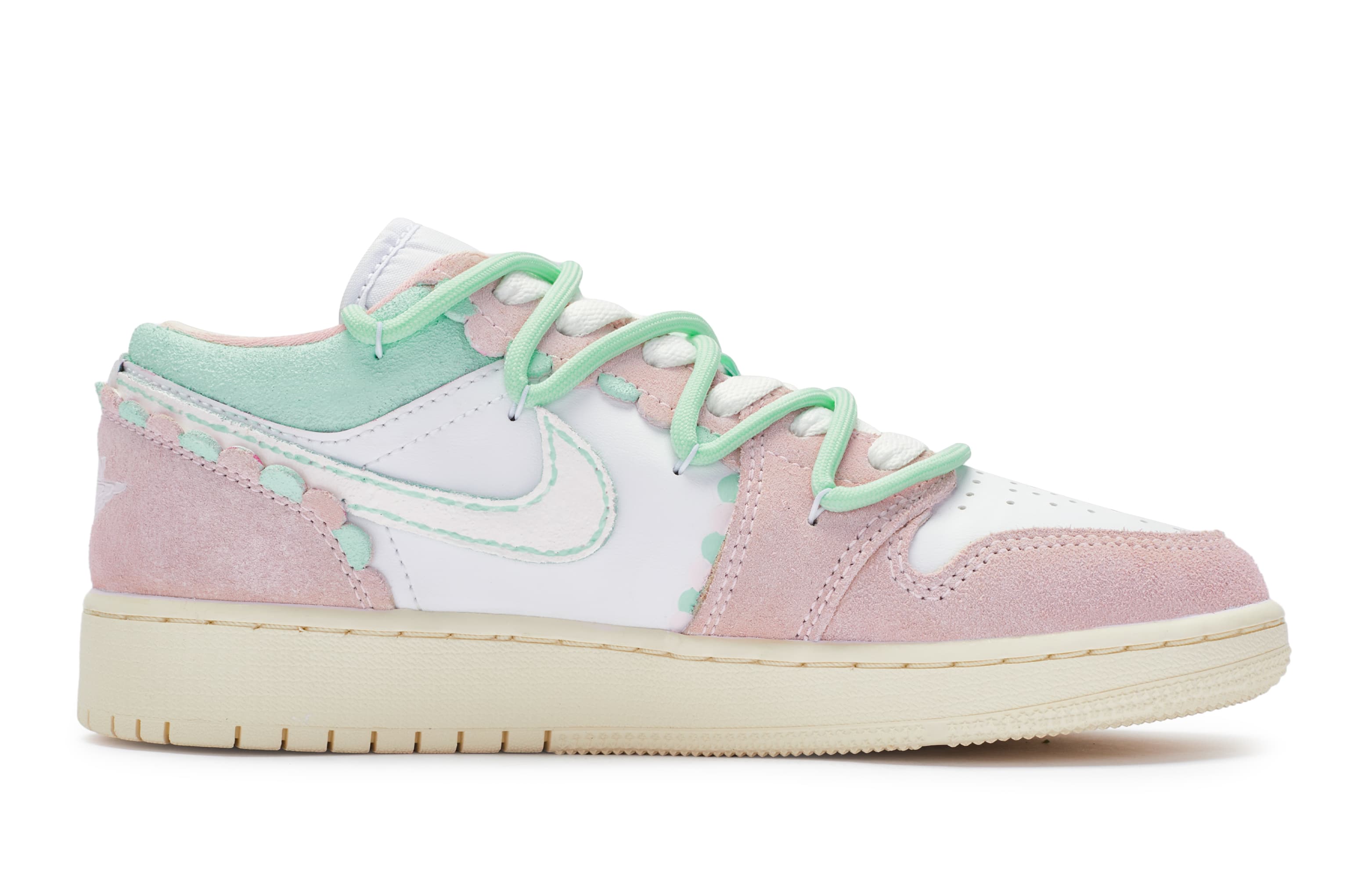 Jordan Air Jordan 1 Low Low-Top Skateboard Shoes Women's Pink Green White 2