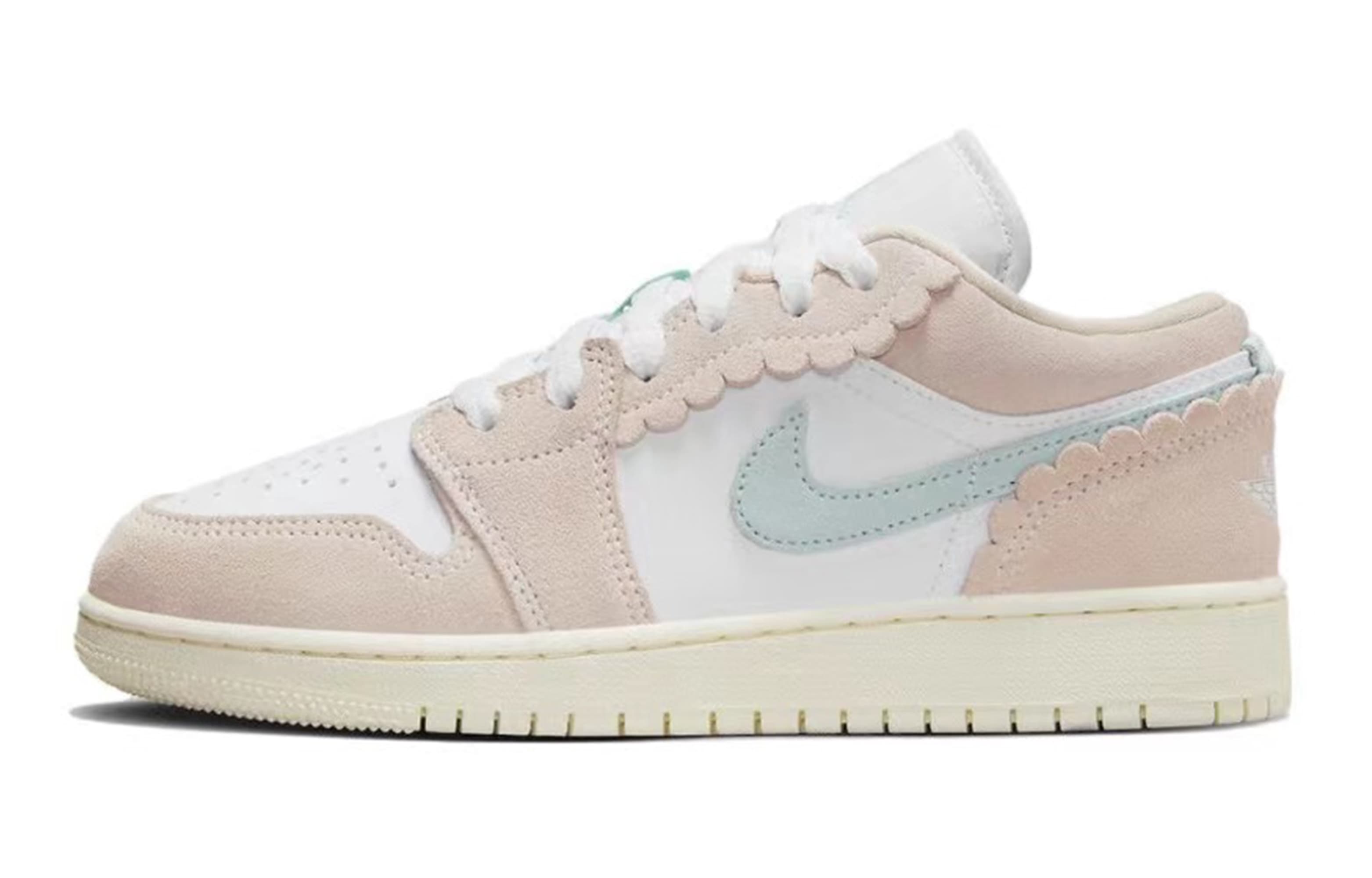 Jordan Air Jordan 1 Low Low-Top Skateboard Shoes Women's Pink Green White 5