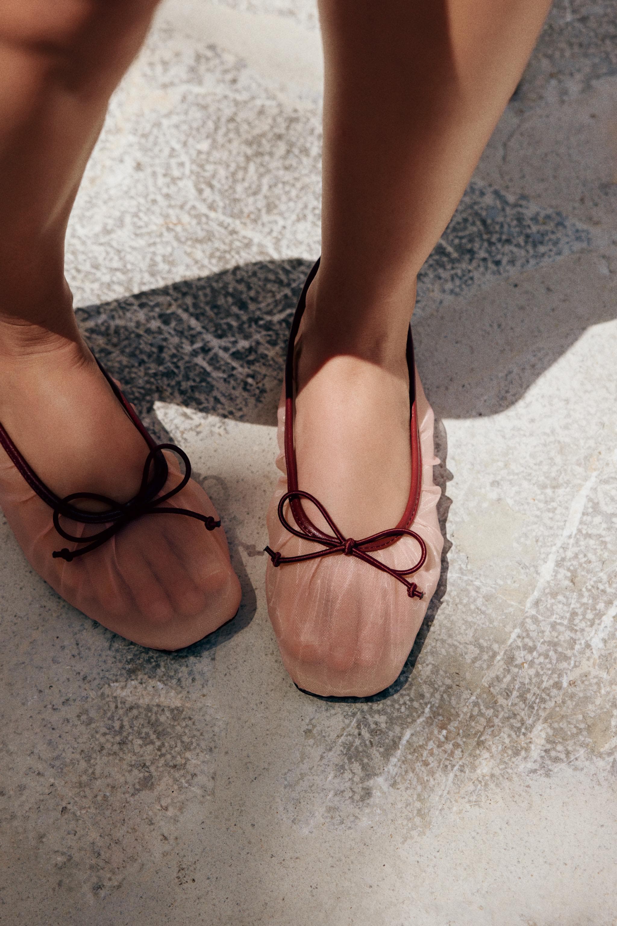 MESH BALLERINA FLATS WITH BOW