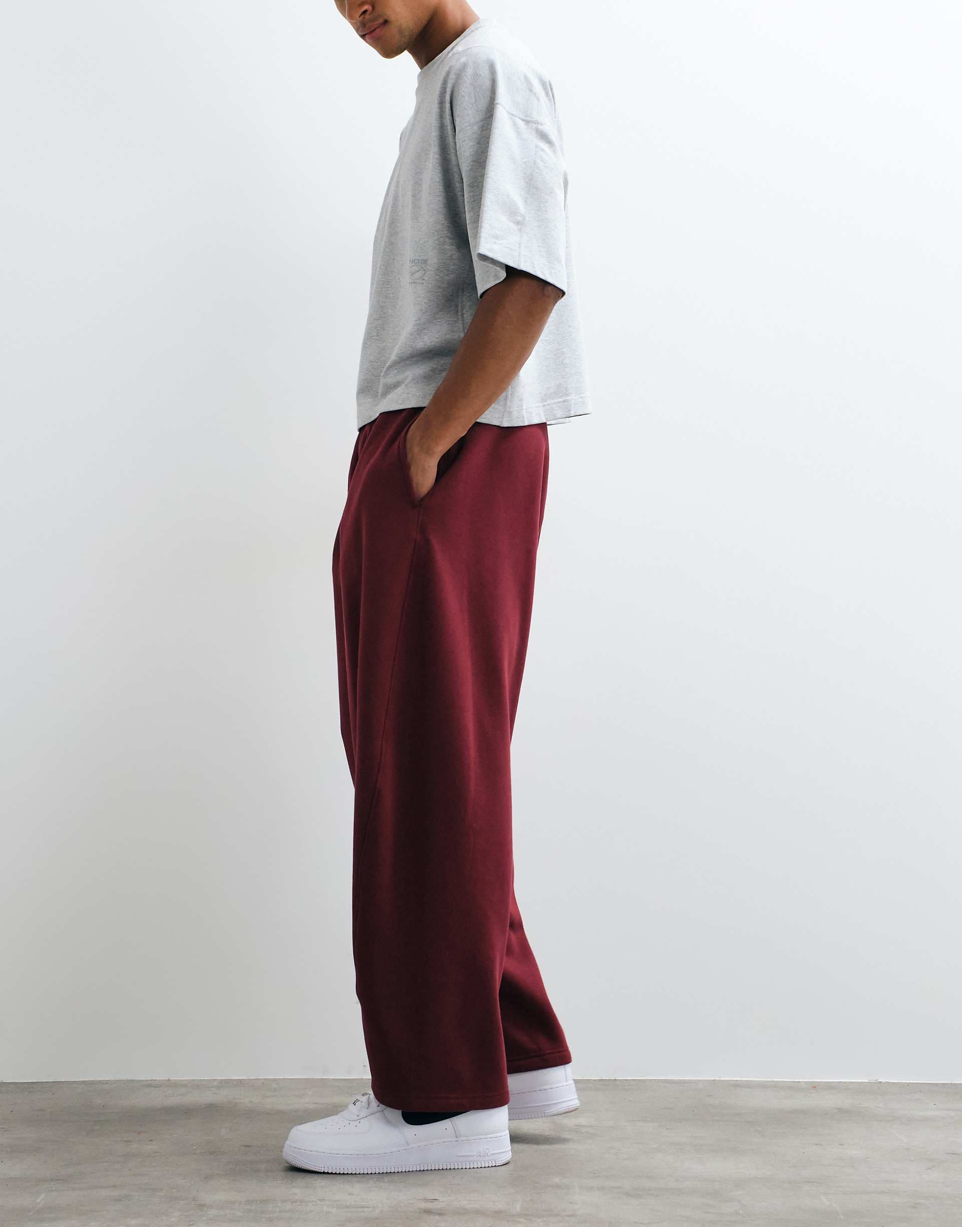 Weekday wide barrel leg pleated sweatpants in burgundy