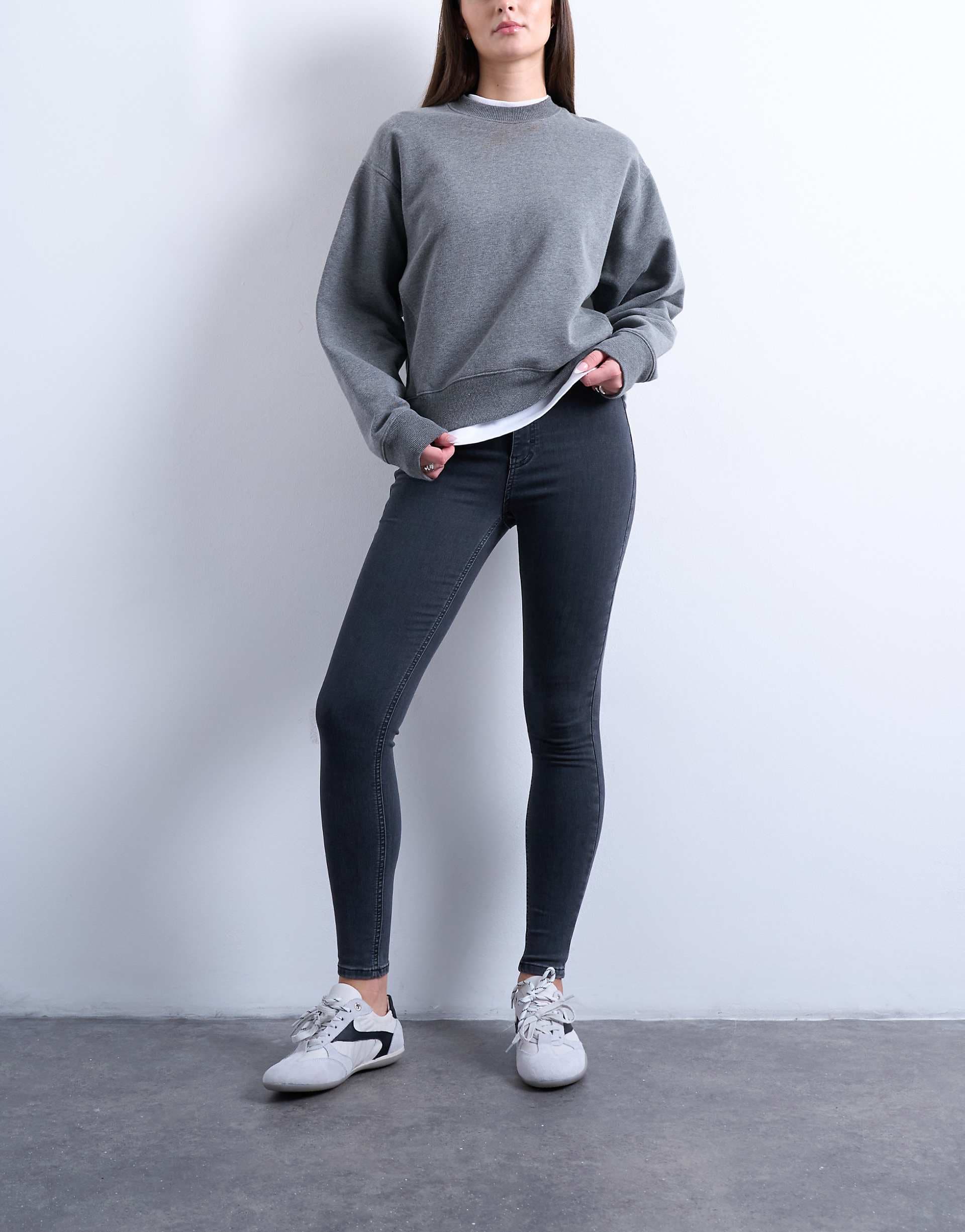 Topshop Hourglass Joni skinny high rise jeans in washed black