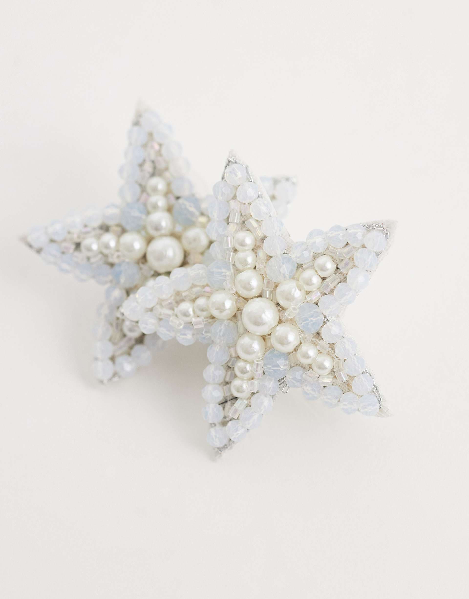 Accessorize sabrina starfish beaded stud earrings in white