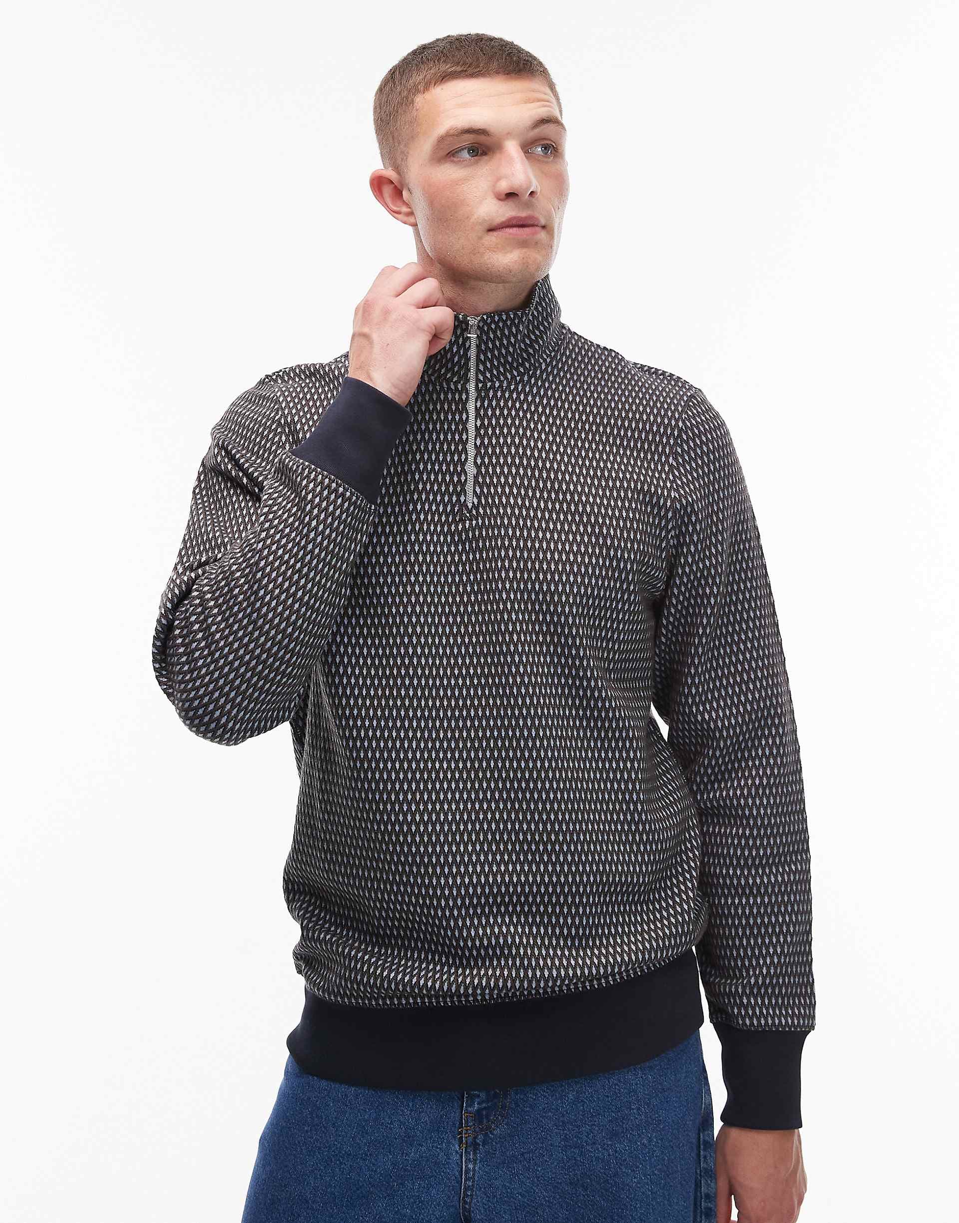 Paul Smith half zip regular fit sweatshirt in blue