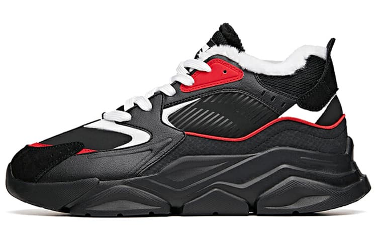 Anta Life Collection Anti-Slip Wear-Resistant Low-Top Chunky Sneakers Men's Black Red