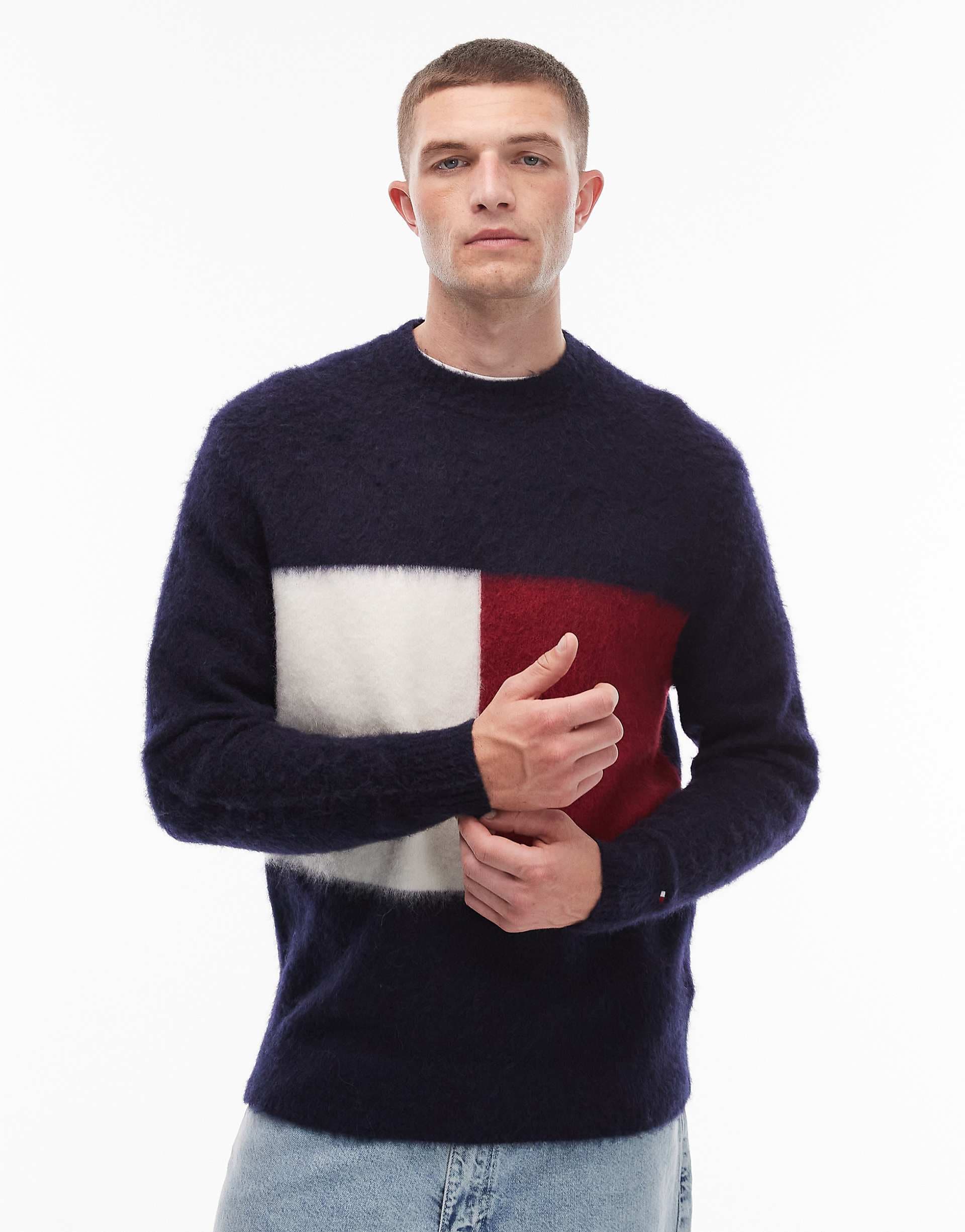 Tommy Hilfiger alpaca big flag sweater in navy