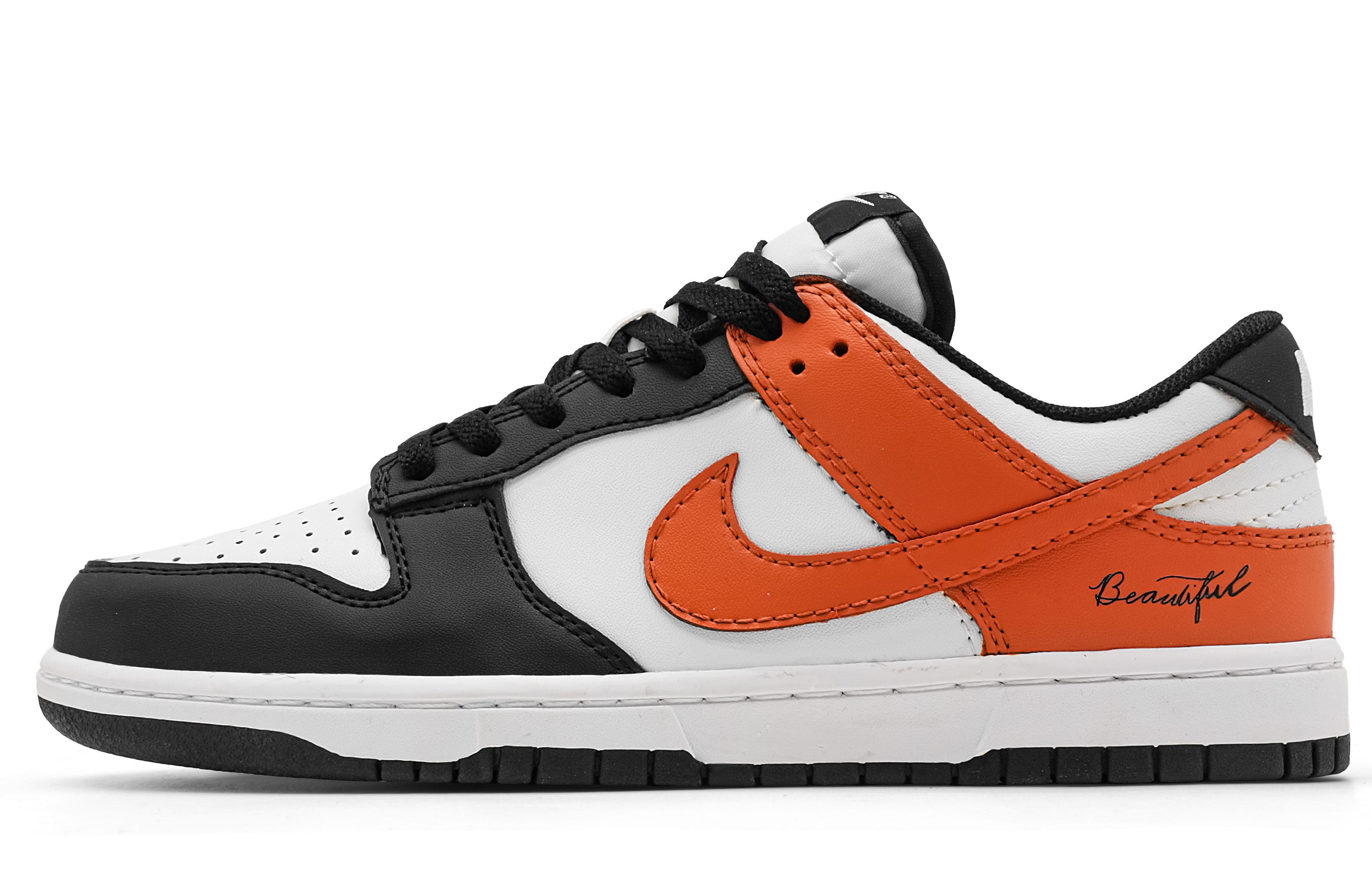 Custom Sneakers: Nike Dunk 'Heartbeat Moment' Simple Graffiti Versatile Trend Cushioning Lightweight Slip-Resistant Low-Top Skate Shoes Unisex Black Orange