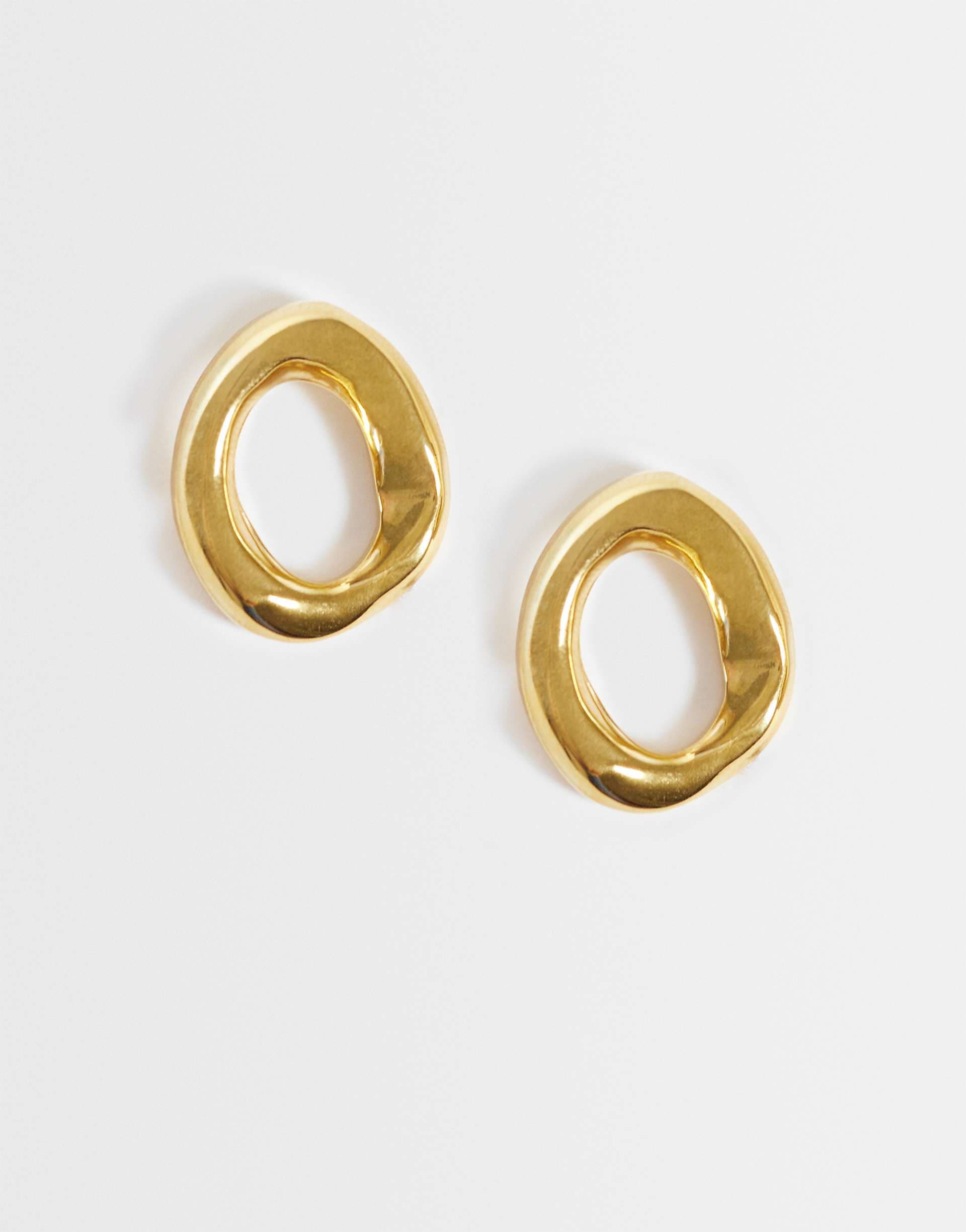 Lost Souls open molten stud earrings in 18k gold plated stainless steel