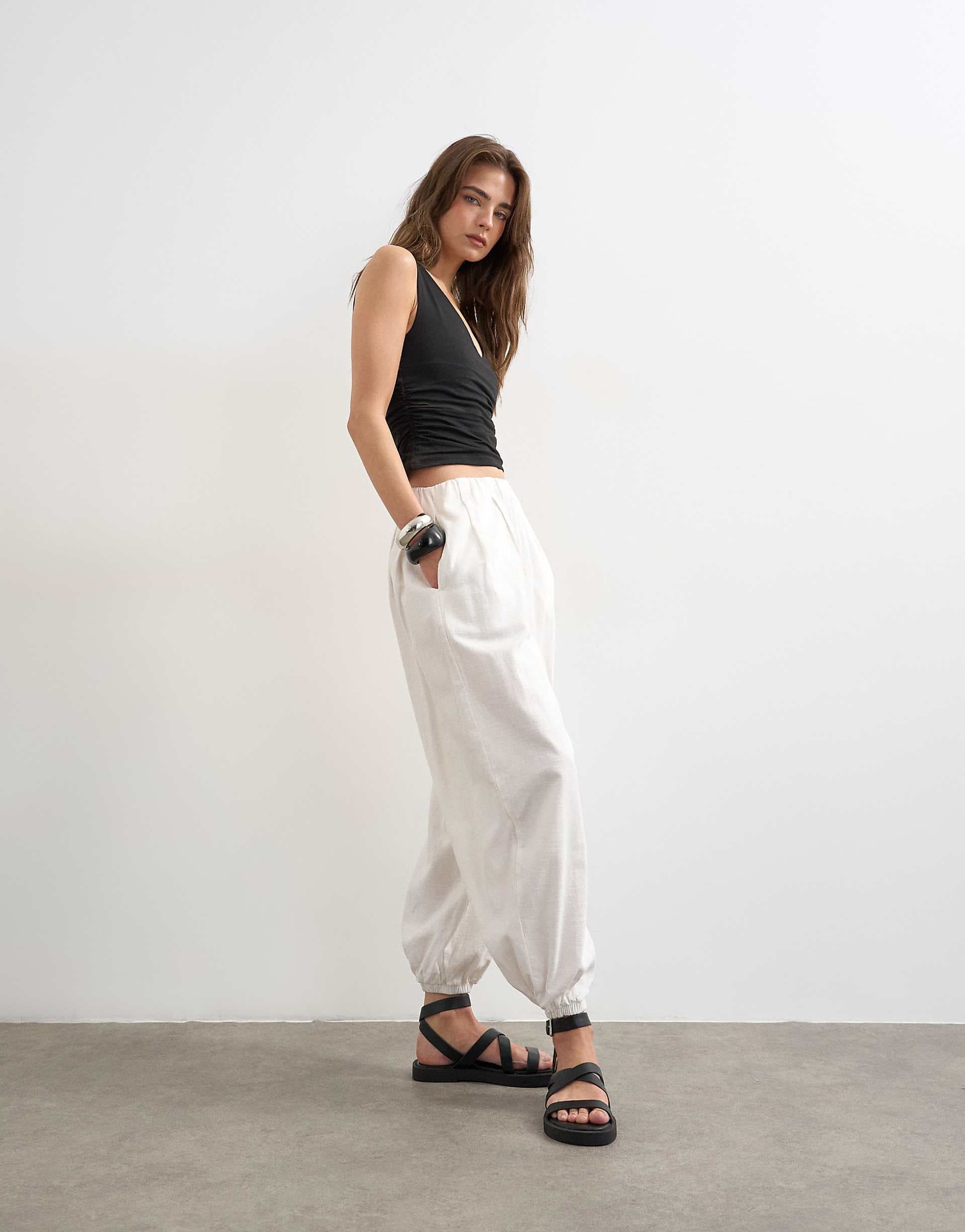 Topshop balloon pants in white