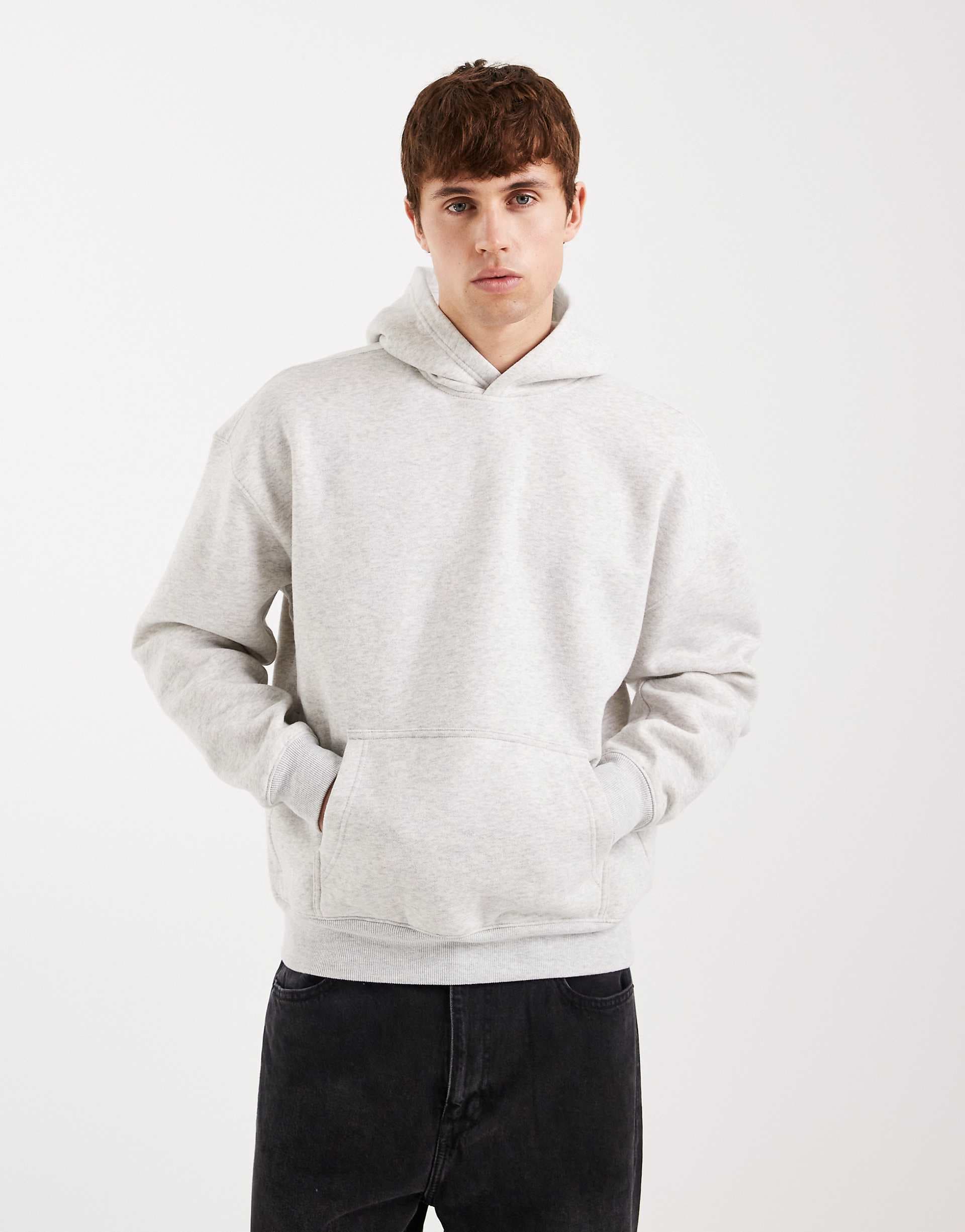 Hollister embedded boxy zip up hoodie in white