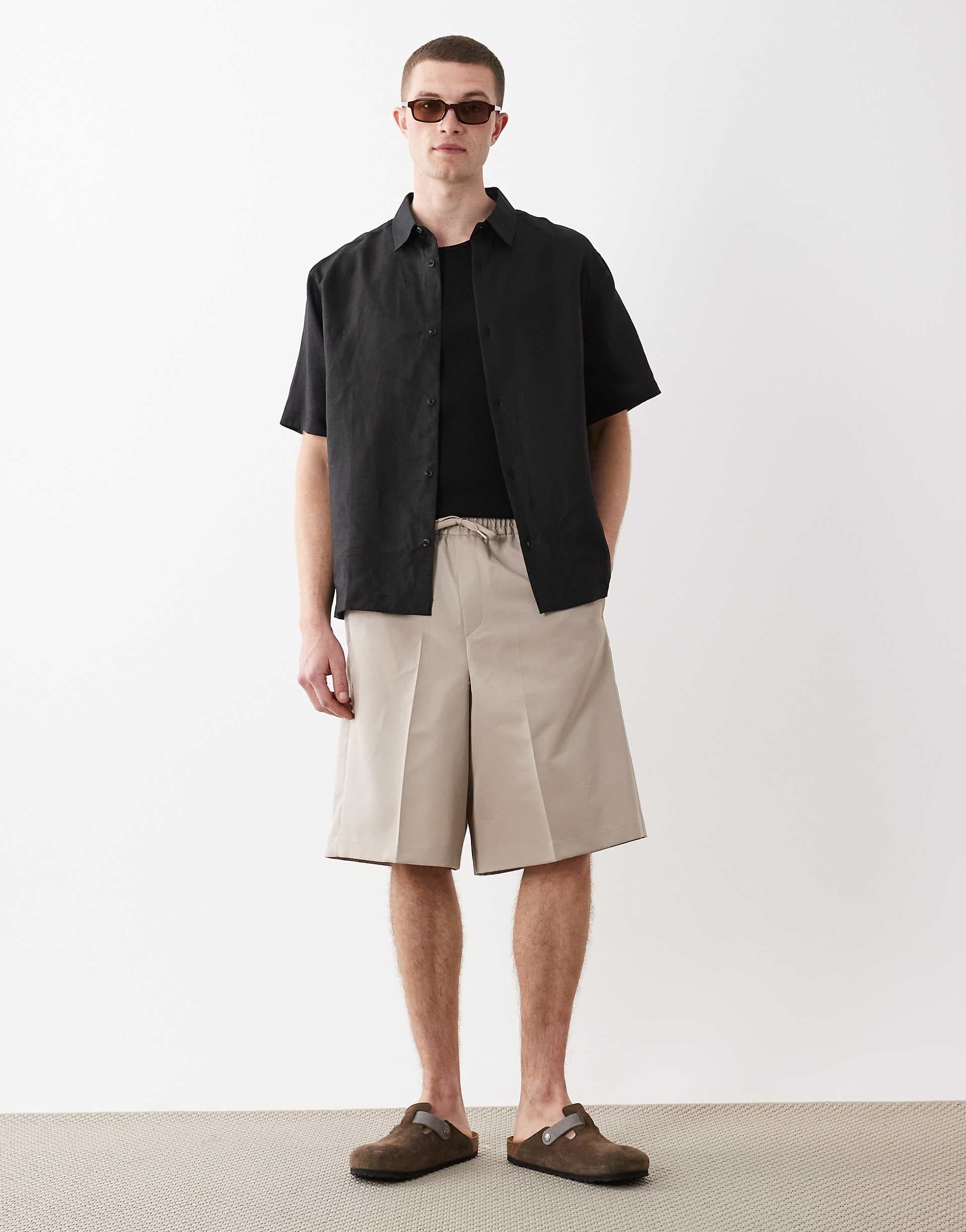 ASOS DESIGN tailored pull on bermuda shorts in stone