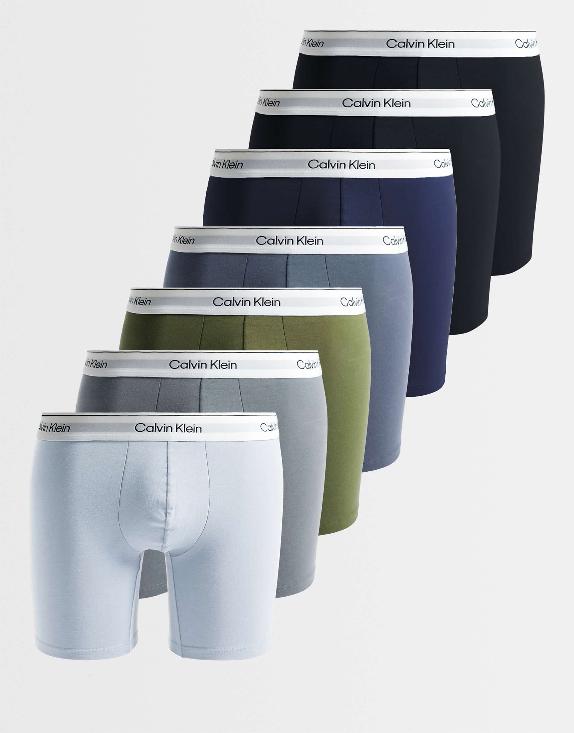Calvin Klein Icon Cotton Stretch 7 pack boxer briefs in blue/gray/brown/black