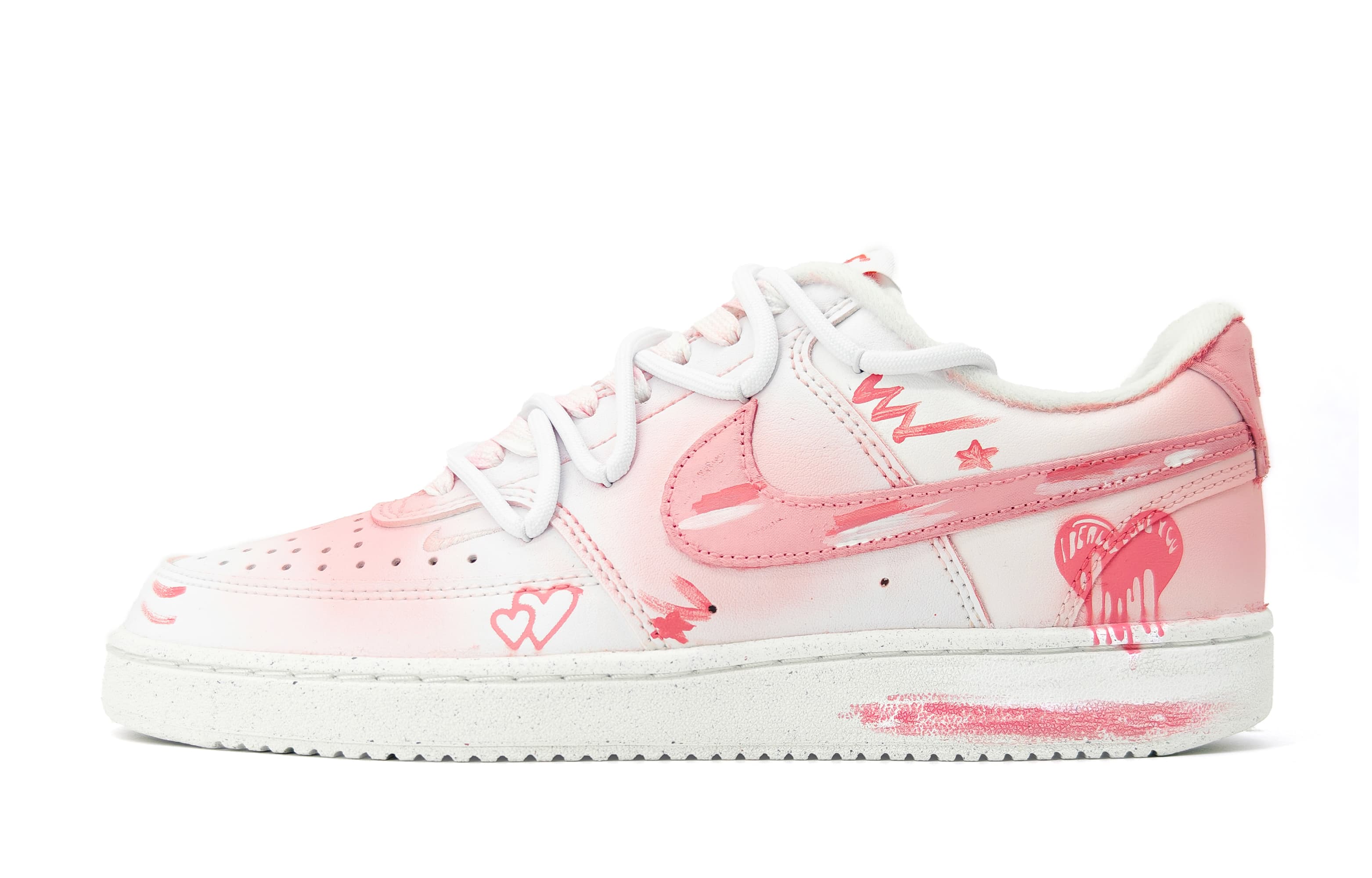 Custom Sneakers Nike Court Vision LO NN 'Sweet Heart Shadow' Pink Gradient Campus Style Niche Casual Fresh Ins Wear-Resistant Platform Low-Top Skate Shoes Women's Pink