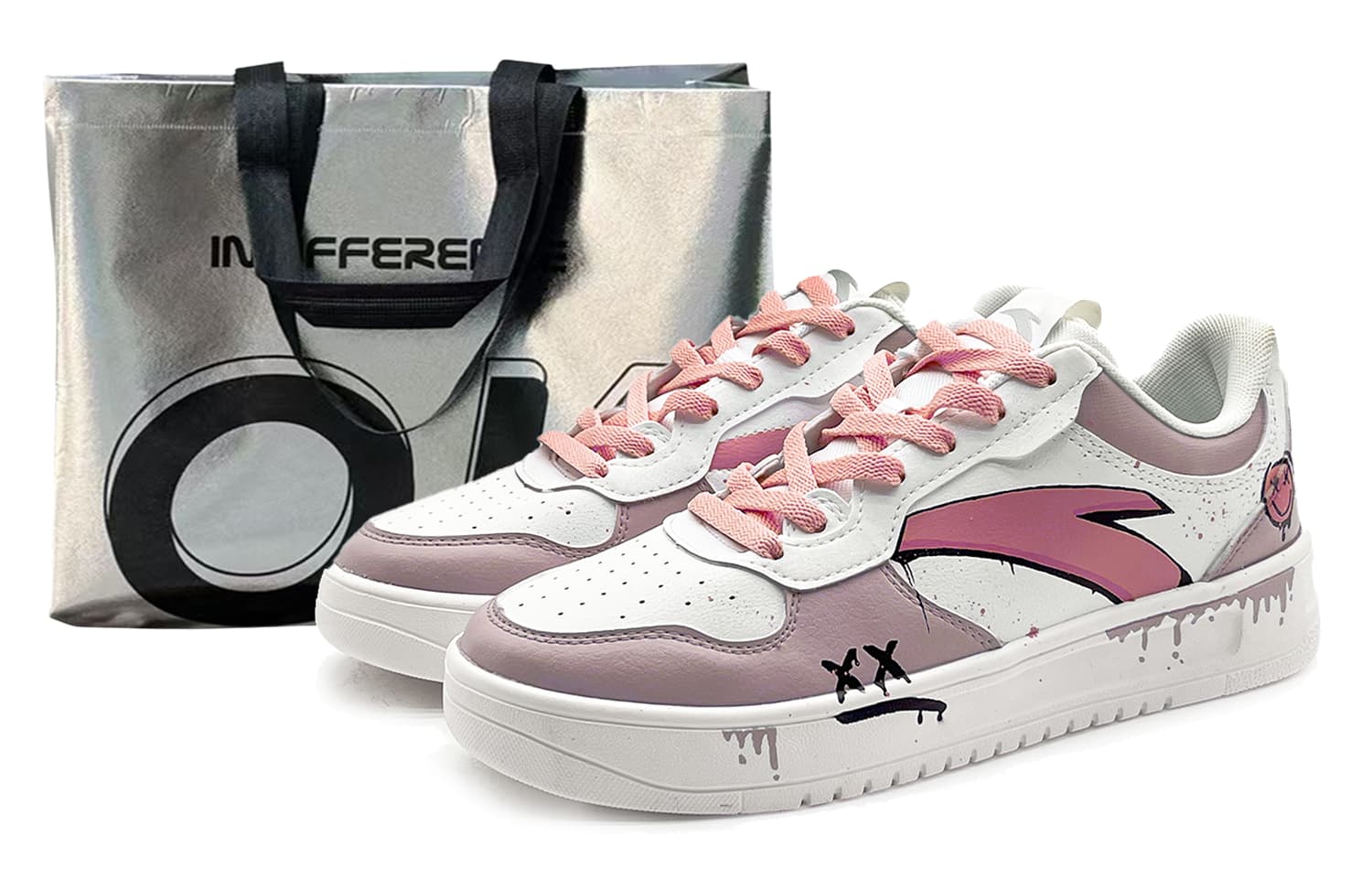 Anta Wear-resistant And Lightweight Low-Top Skateboard Shoes Women's White Pink