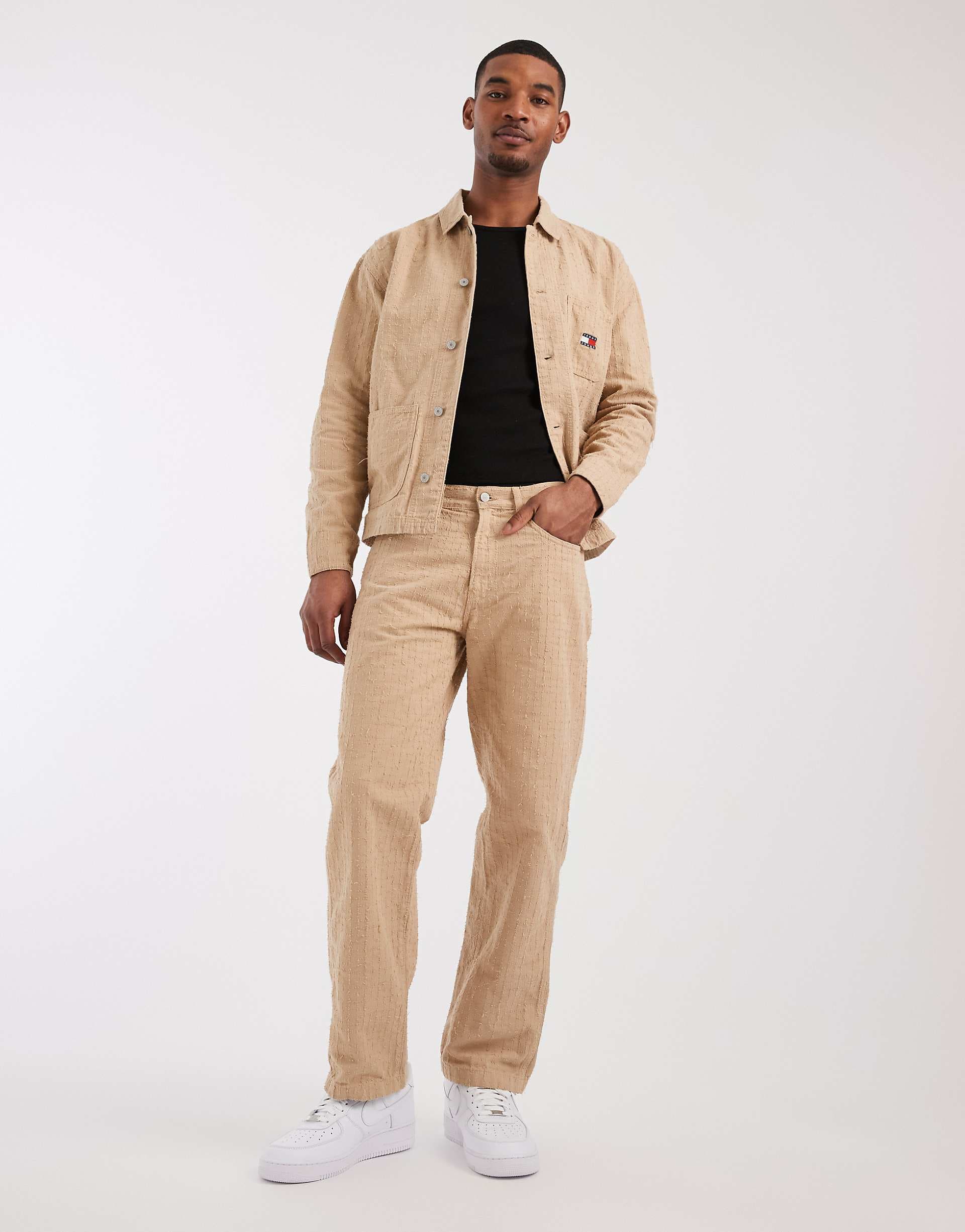 Tommy Jeans Jaimie punch needle pants in beige - part of a set