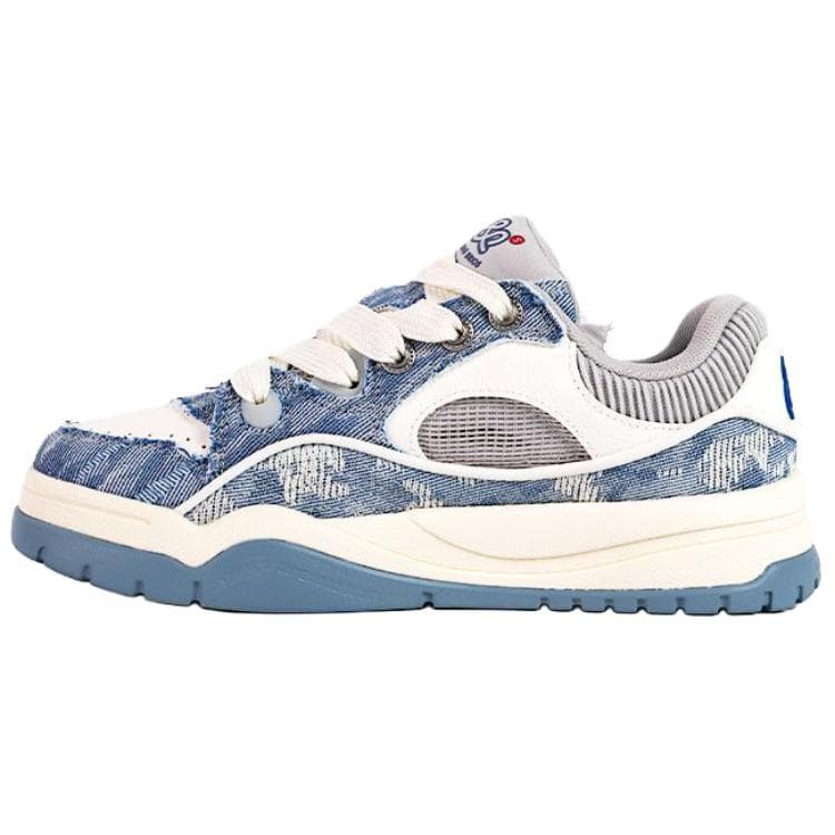 LiNing Buou Classic Fashion Versatile Slip-Resistant Wear-Resistant Low-Top Skate Shoes Men's Blue White