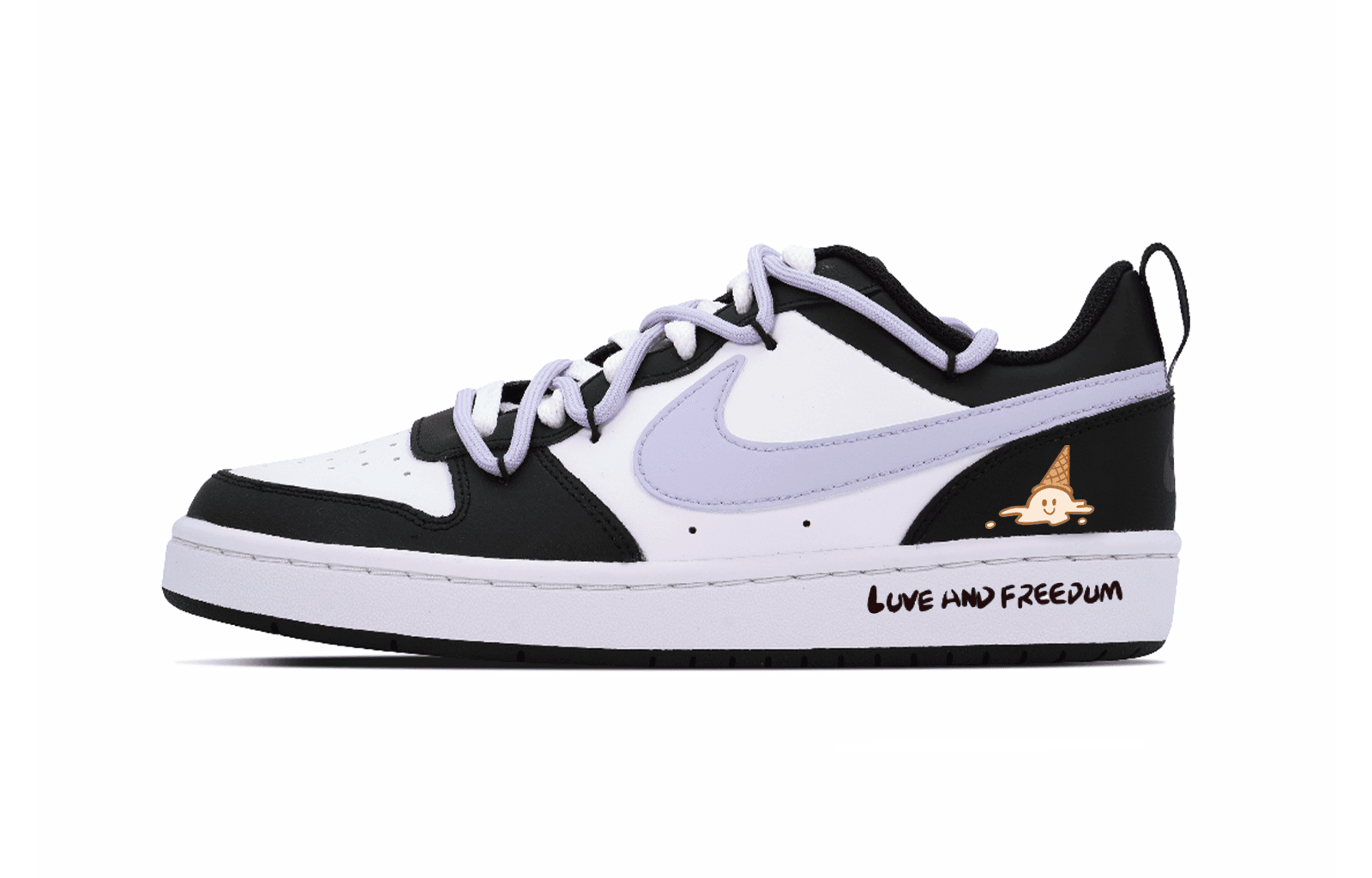 Nike Court Borough Puppy Fragment Anti-Slip Wear-Resistant Low-Top Skateboard Shoes GS Purple Black White